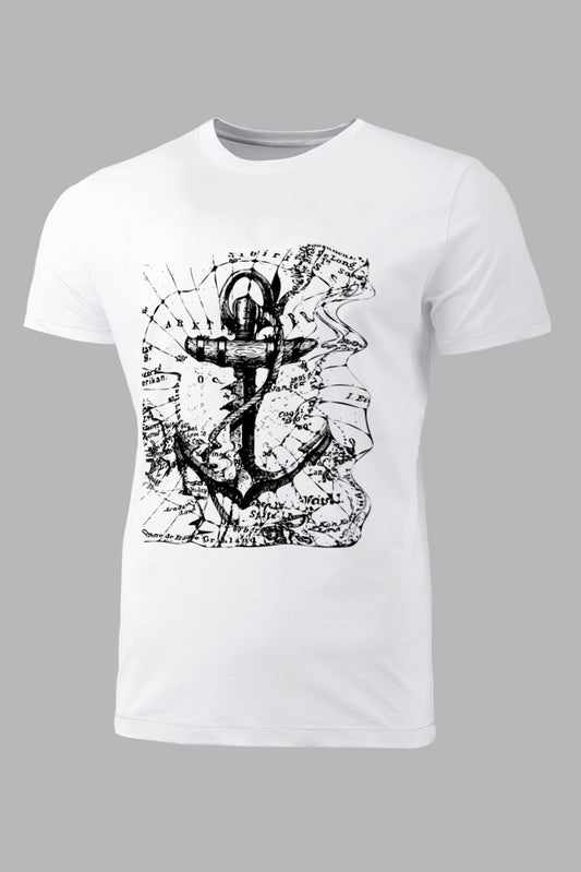 White Enjoy Sea Adventure Mens Graphic T Shirt White 62%Polyester+32%Cotton+6%Elastane Men's Tops JT's Designer Fashion