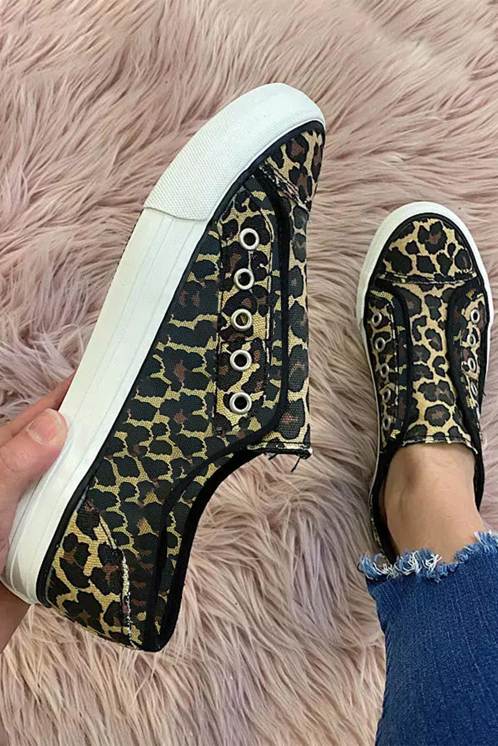 Leopard Slip-on Round Toe Canvas Shoes Women's Shoes JT's Designer Fashion