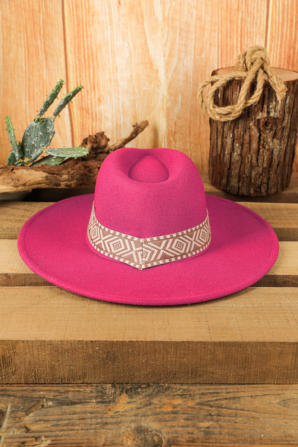 Rose Red Aztec Embroidery Retro Flat Fedora Hat Hats & Caps JT's Designer Fashion