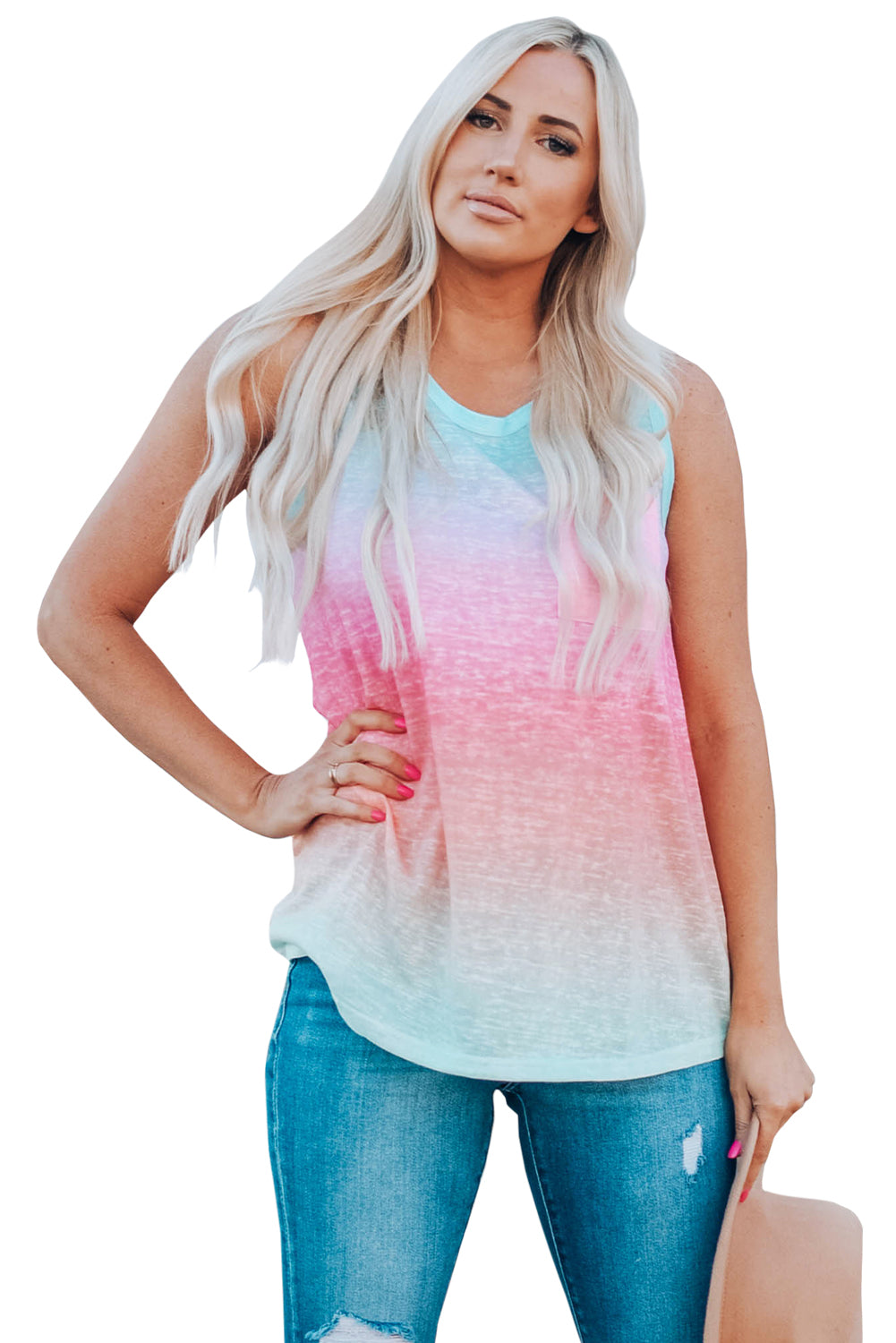 Multicolor Ombre Tank Top Tank Tops JT's Designer Fashion