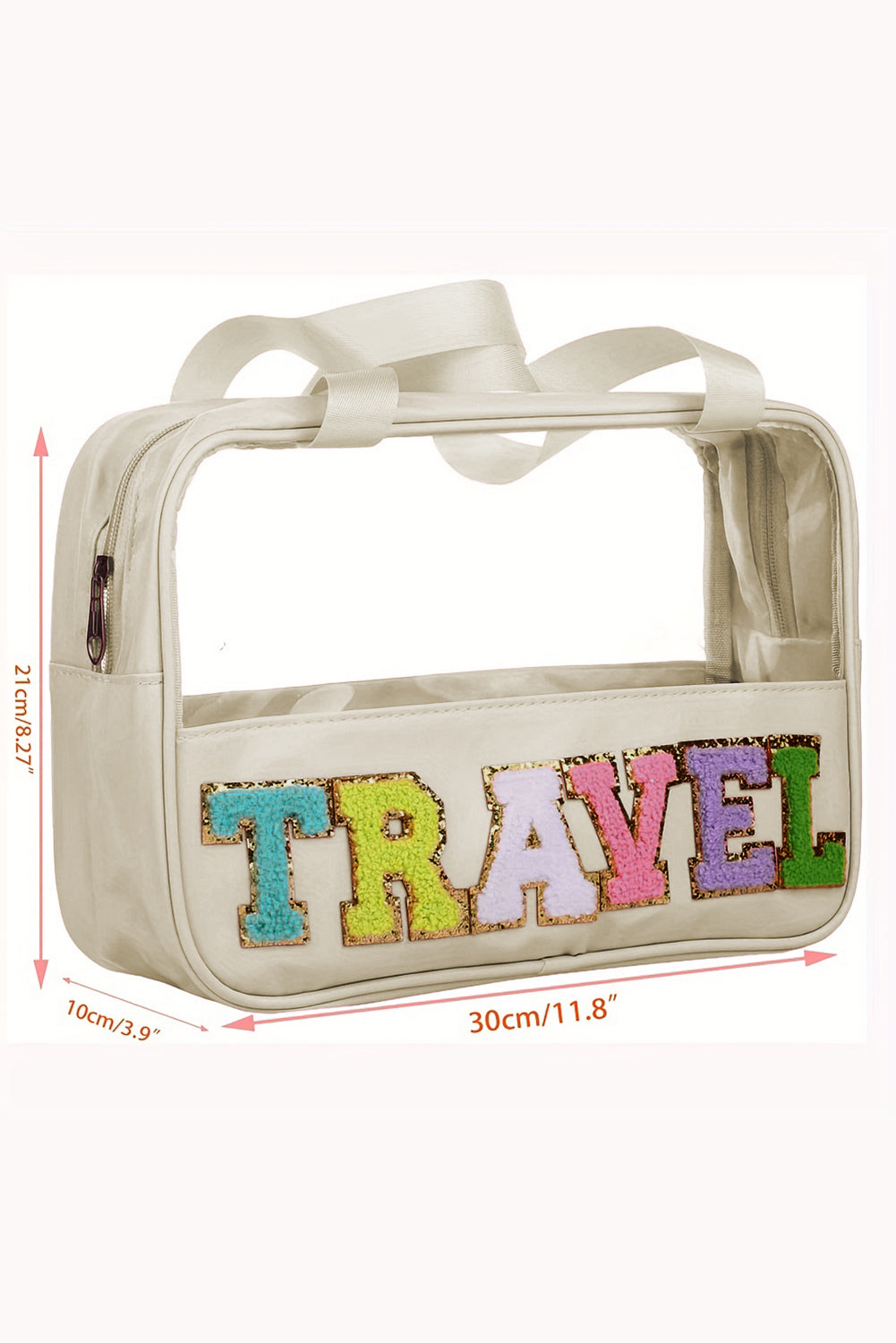 Parchment TRAVEL Chenille Letter Clear PVC Makeup Bag Other Accessories JT's Designer Fashion