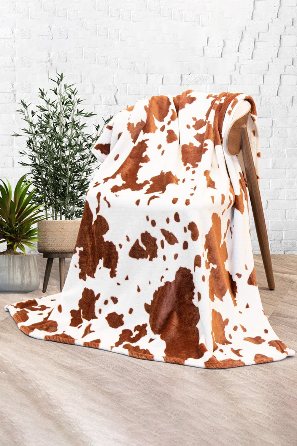 Chestnut Cow Print Flannel Large Blanket 150*200cm Other Accessories JT's Designer Fashion