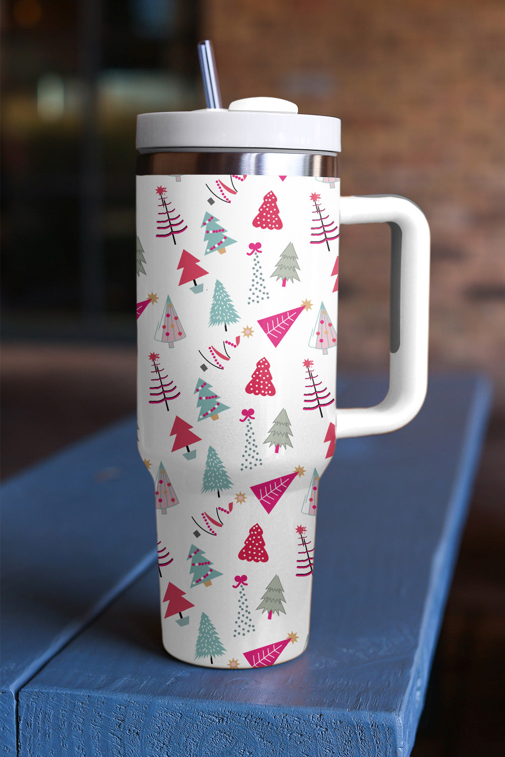 White Cartoon Christmas Tree Printed Thermos Cup Tumblers JT's Designer Fashion