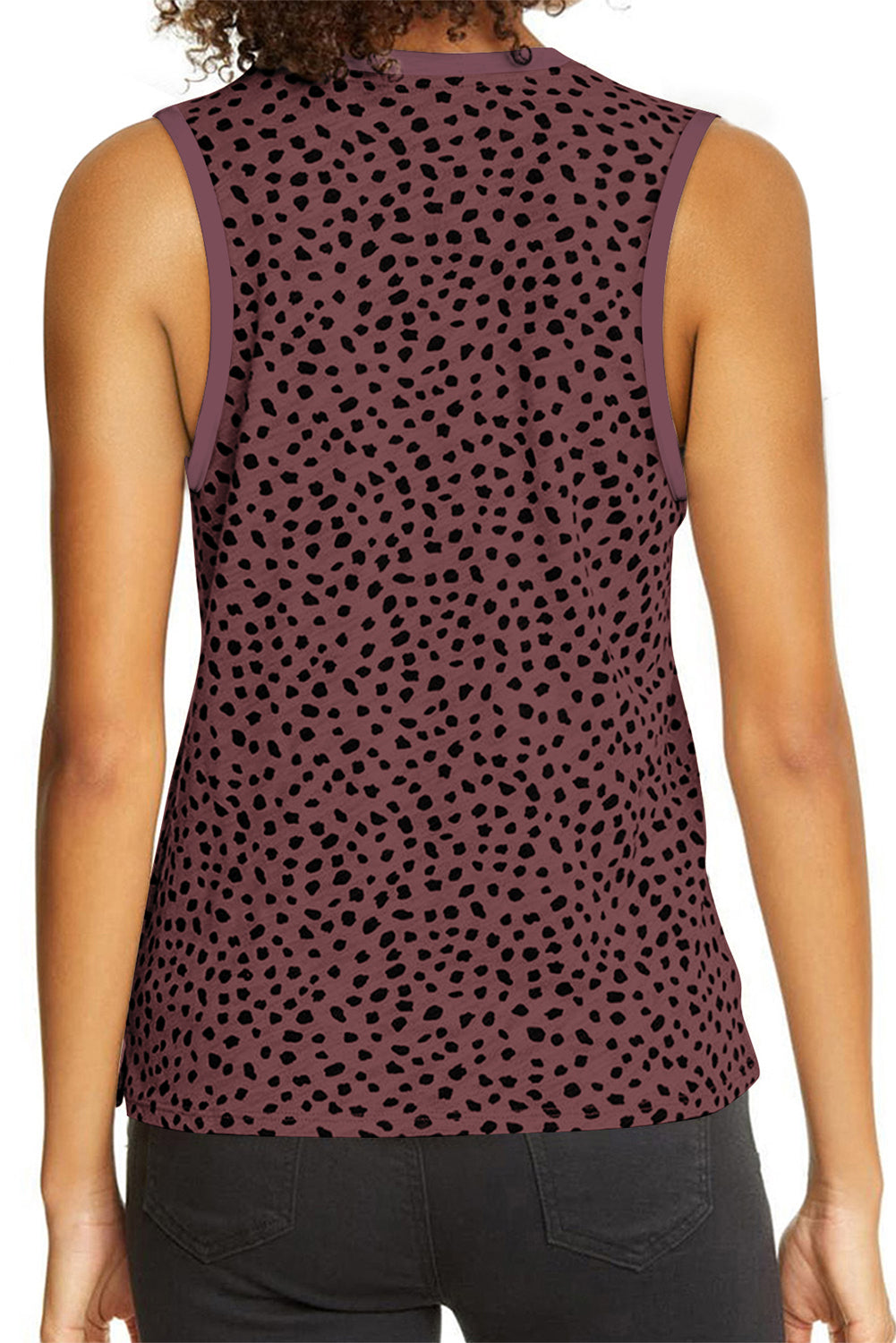 Red Printed Animal Spots Printed Plus Size Tank Top Plus Size JT's Designer Fashion