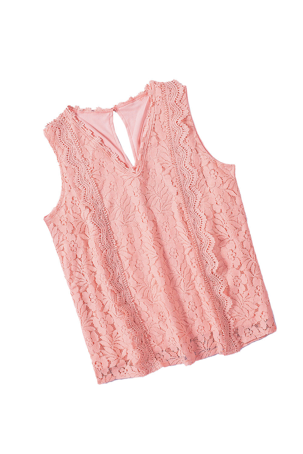 Pink Lace V Neck Tank Top Tank Tops JT's Designer Fashion