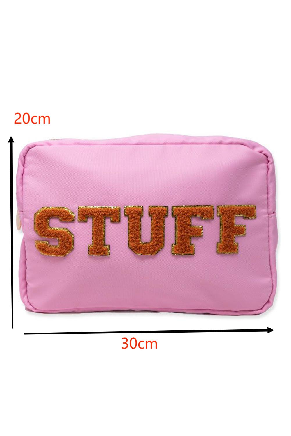 Peach Blossom STUFF Letter Glitter Chenille Patch Canvas Bag Other Accessories JT's Designer Fashion