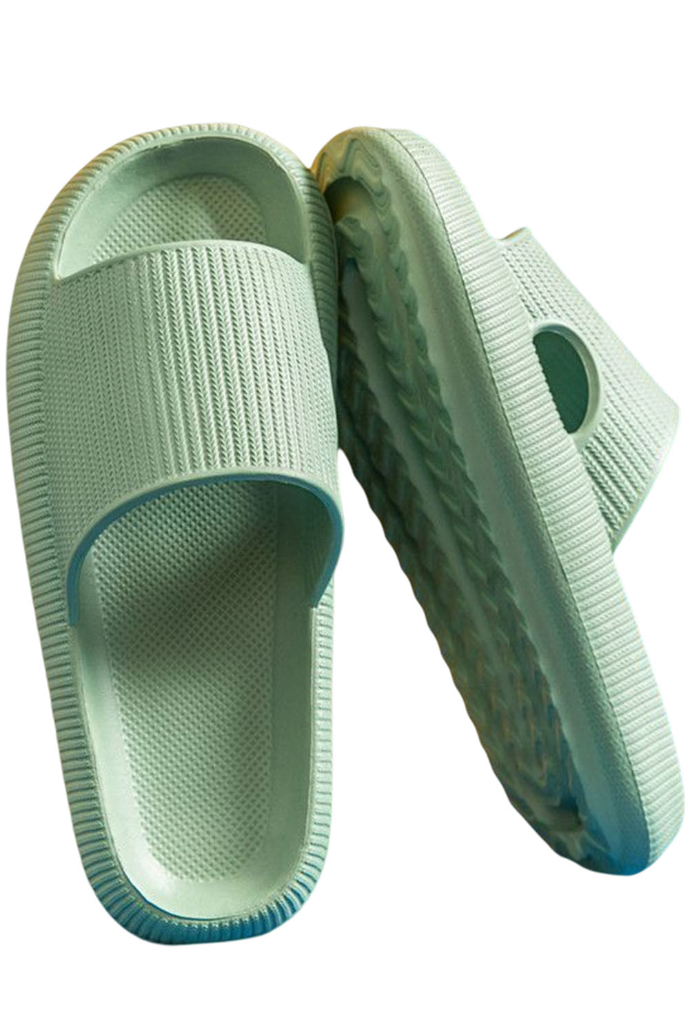 Green Hollow-out Thick Soled Slip On Slippers Slippers JT's Designer Fashion