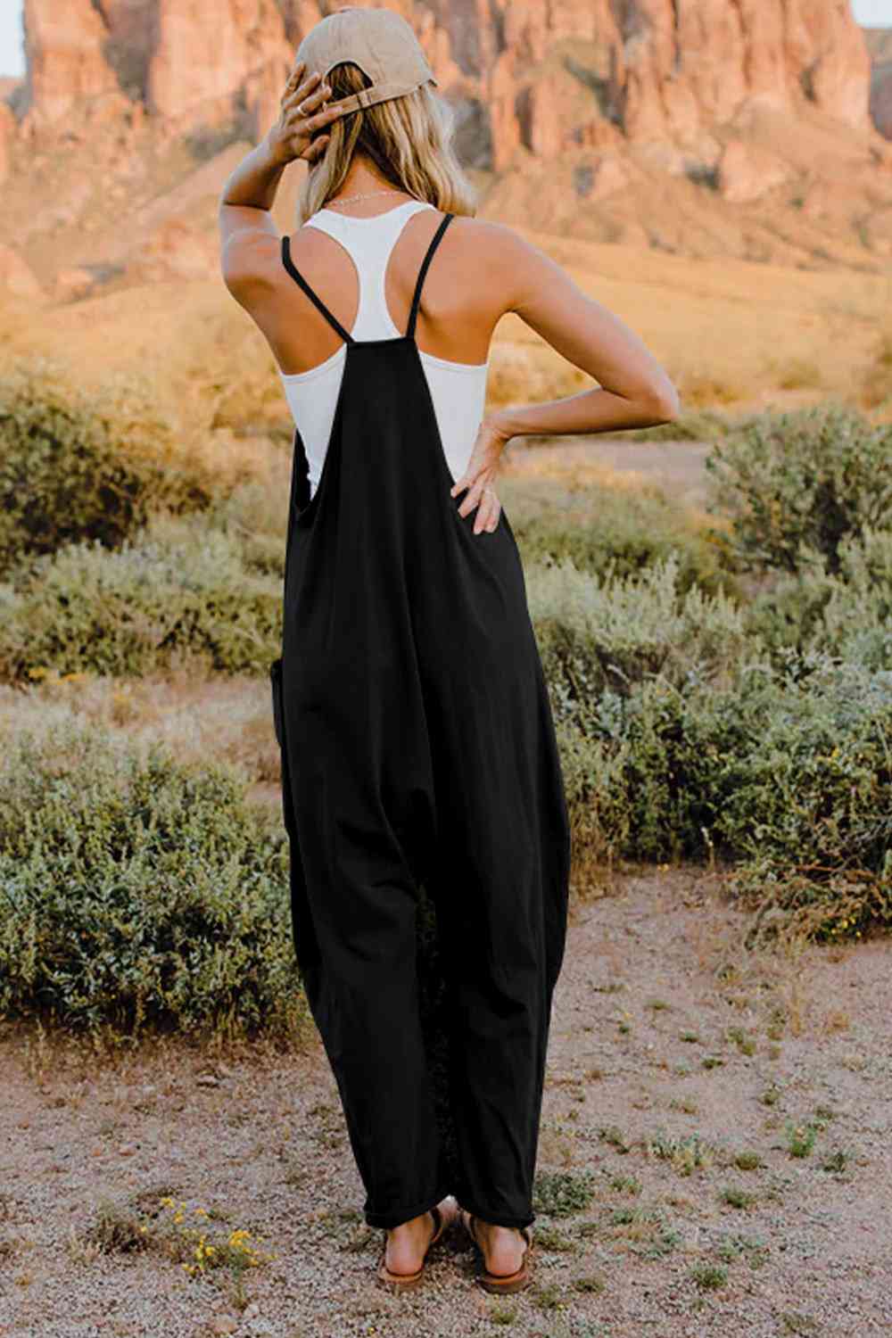 Double Take V-Neck Sleeveless Jumpsuit with Pocket Jumpsuits & Rompers JT's Designer Fashion