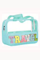 Mint Green TRAVEL Chenille Letter Clear PVC Makeup Bag Other Accessories JT's Designer Fashion