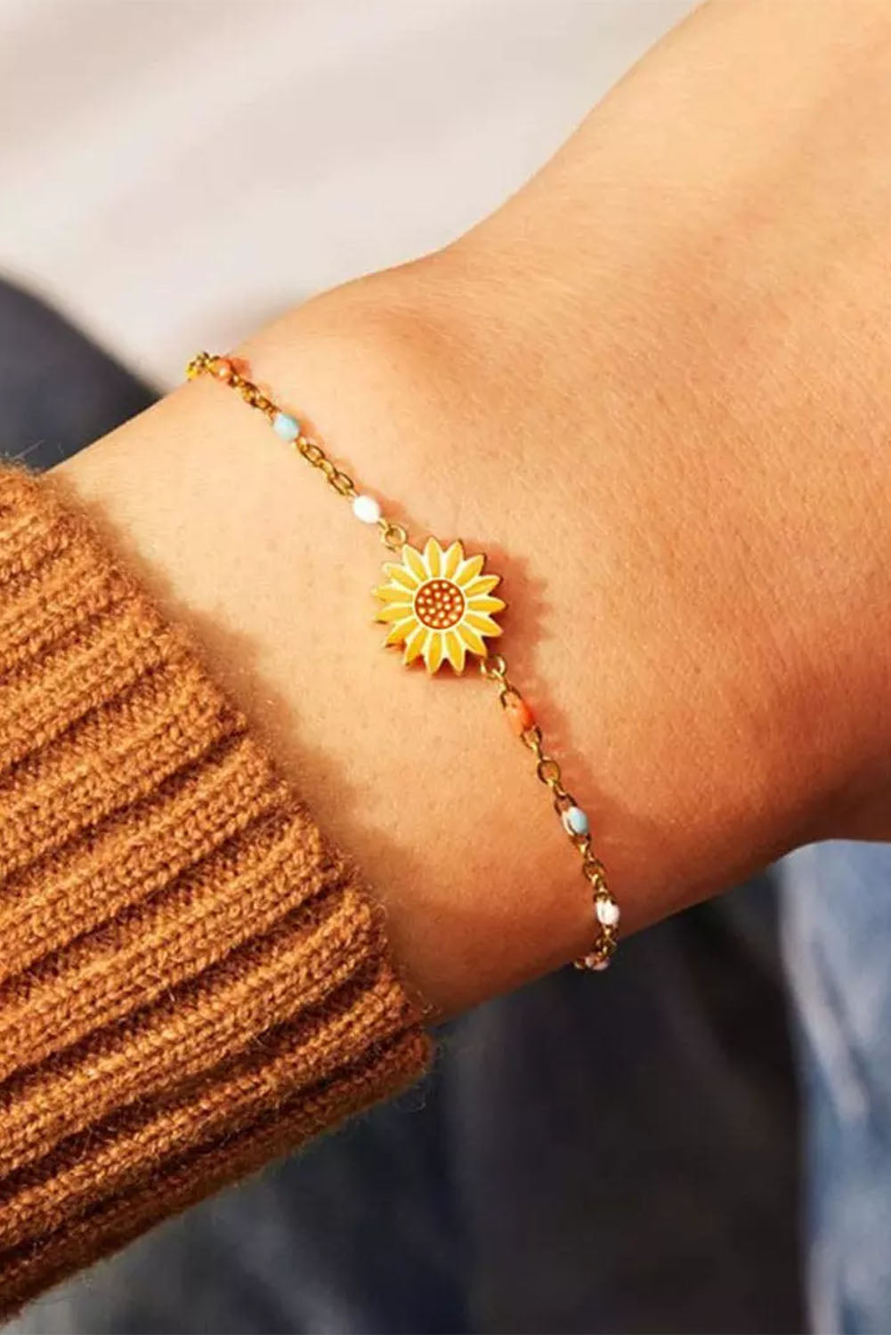 Yellow Sunflower Colorful Beading Bracelet Jewelry JT's Designer Fashion