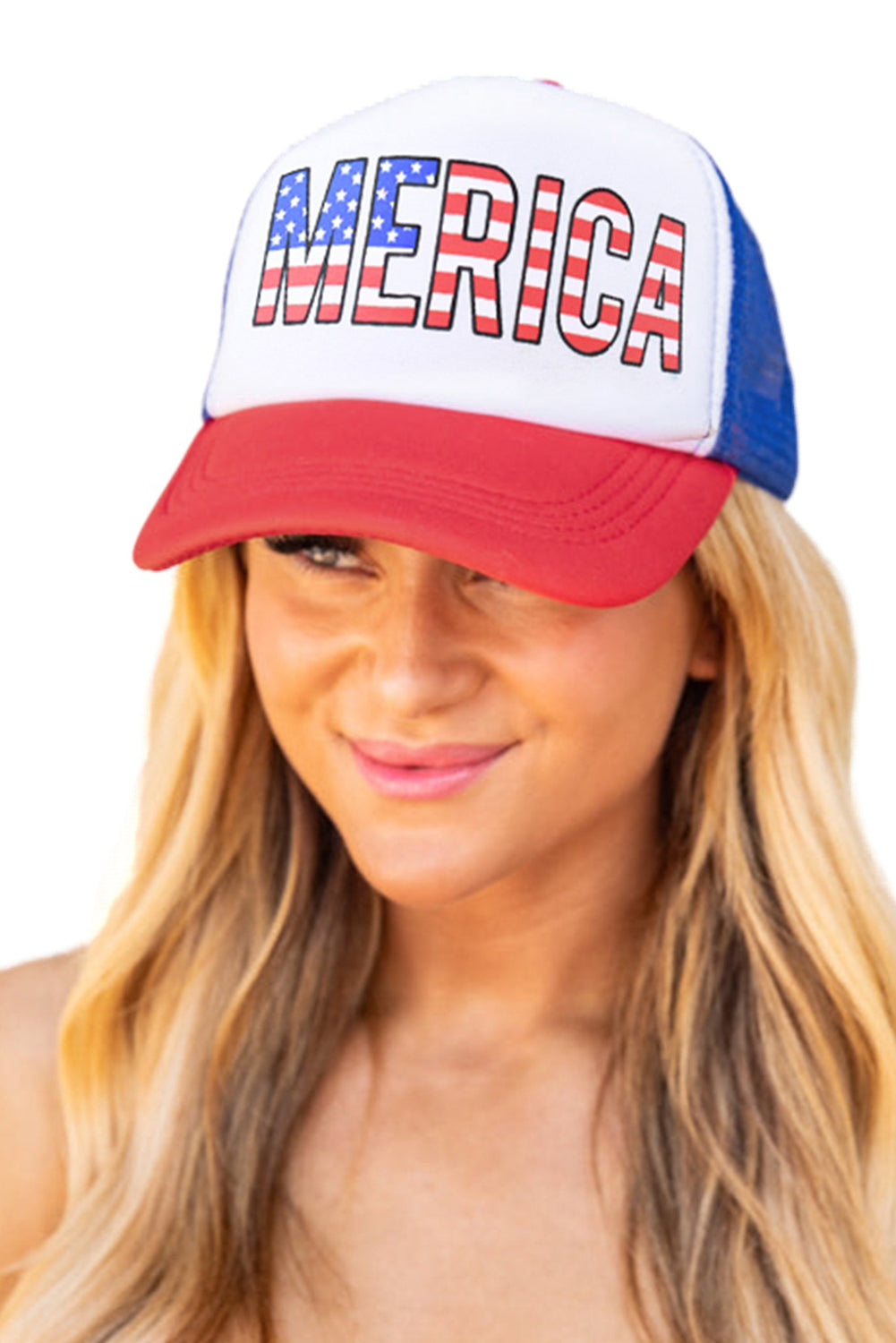 Multicolor Independence Day MERICA Graphic Mesh Ponytail Cap Hats & Caps JT's Designer Fashion