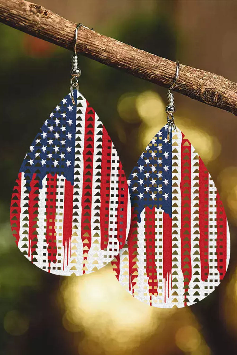 Multicolor American Flag Hollow Out Water Drop Earrings Jewelry JT's Designer Fashion