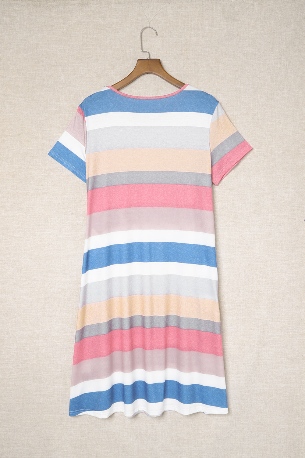 Multicolor Striped Pocket T Shirt Dress T Shirt Dresses JT's Designer Fashion