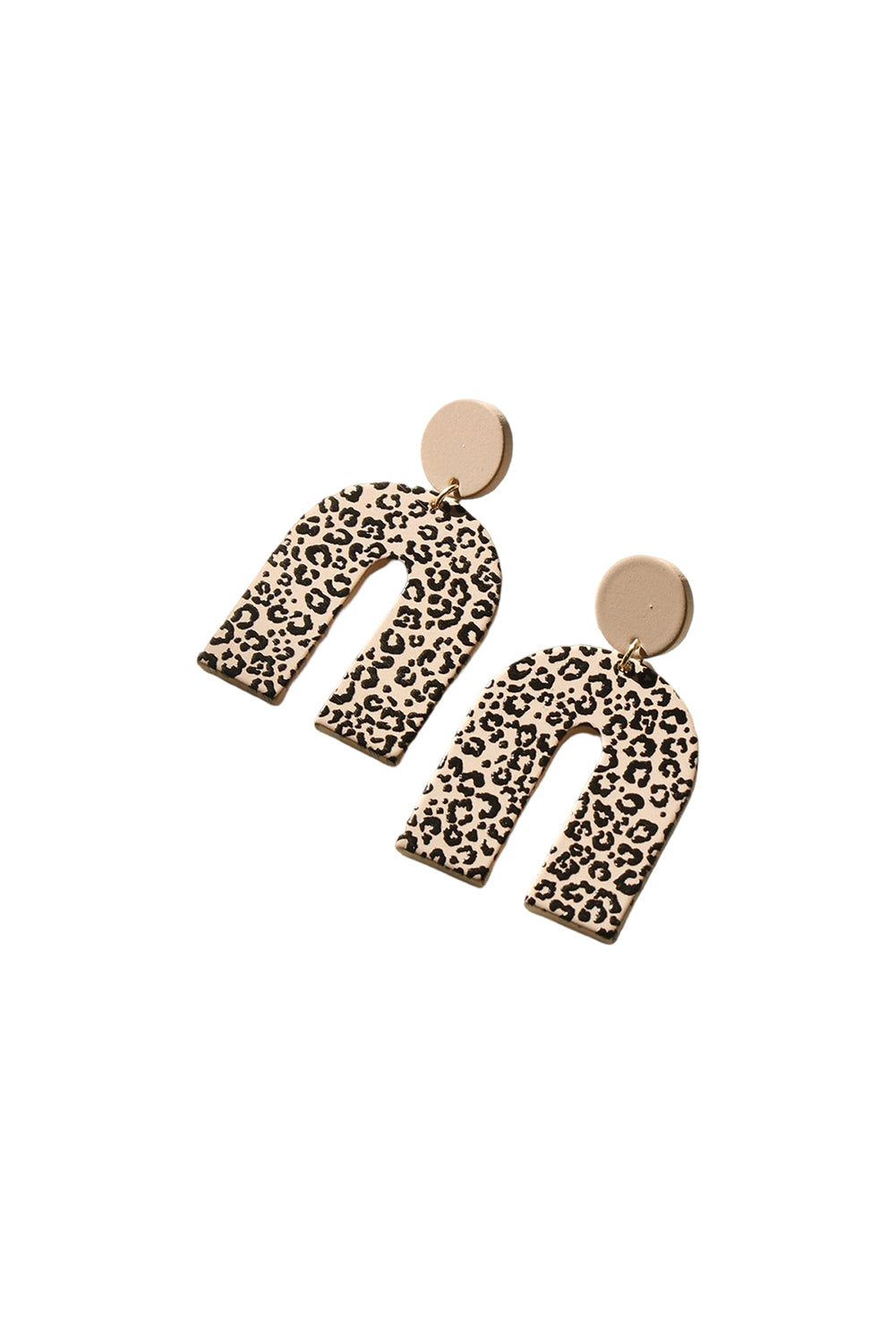 Brown Neutral Animal Print U Shaped Earrings Jewelry JT's Designer Fashion