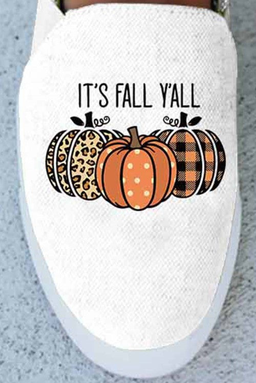 White Halloween Letter Pumpkin Print Slip-on Sneakers Women's Shoes JT's Designer Fashion