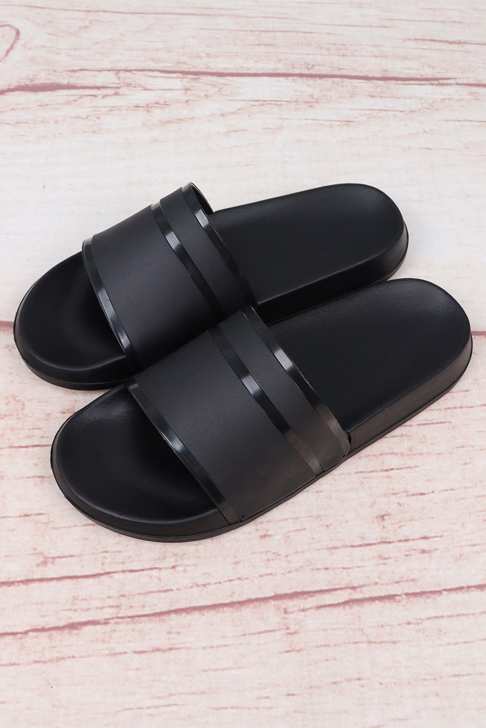 Black Open Toe Slip On EVA Slippers Slippers JT's Designer Fashion