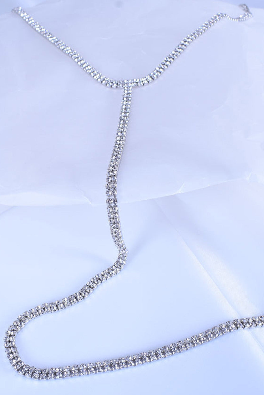 Silver 1pc Halter Rhinestone Decor Necklace Jewelry JT's Designer Fashion