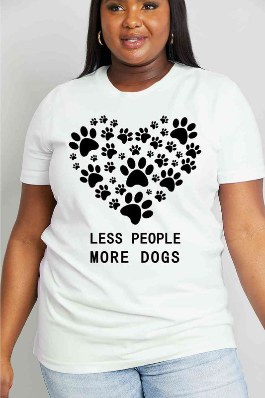 Simply Love Simply Love Full Size LESS PEOPLE MORE DOGS Heart Graphic Cotton Tee Bleach Graphic Tees JT's Designer Fashion