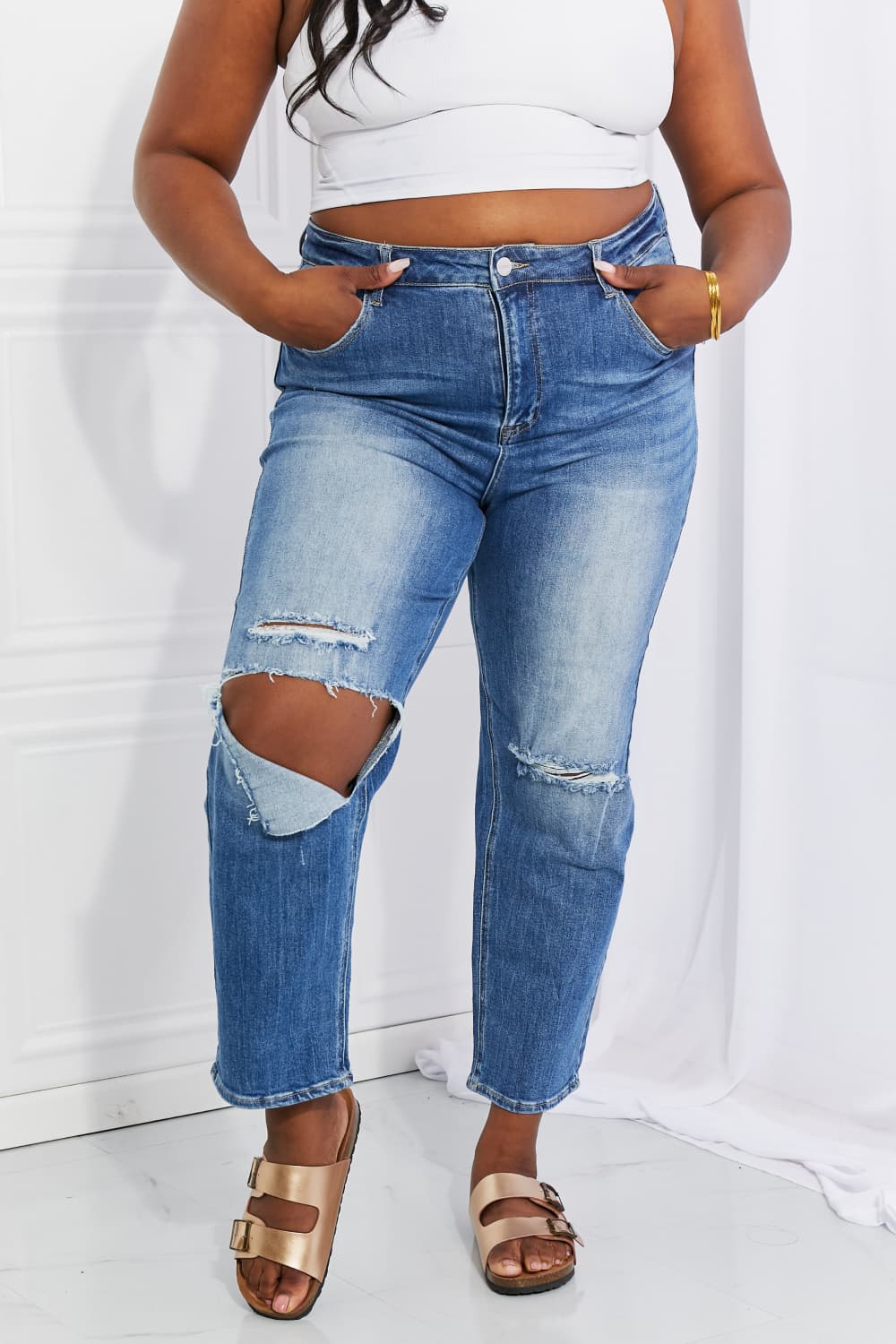 RISEN Full Size Emily High Rise Relaxed Jeans Jeans JT's Designer Fashion