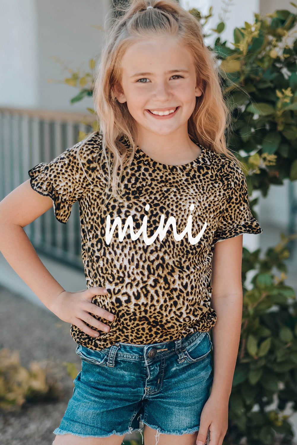 Mother and Me Leopard Mini Ruffled Short Sleeve Girl's T Shirt Family T-shirts JT's Designer Fashion