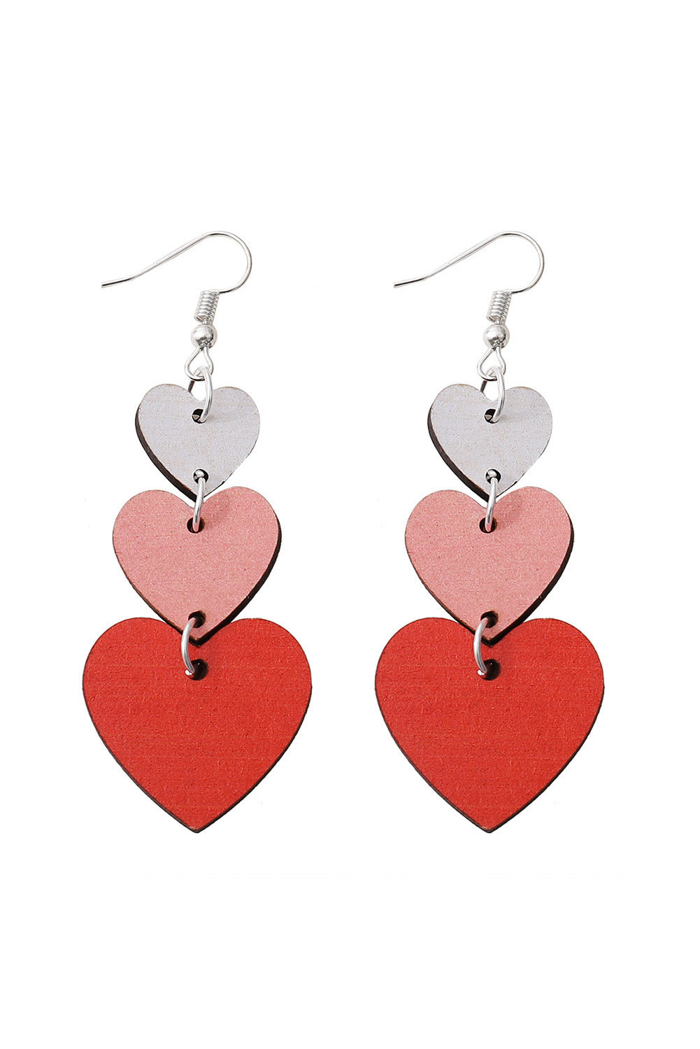 Red Valentines Day Heart Shape Tiered Dangle Earring Jewelry JT's Designer Fashion