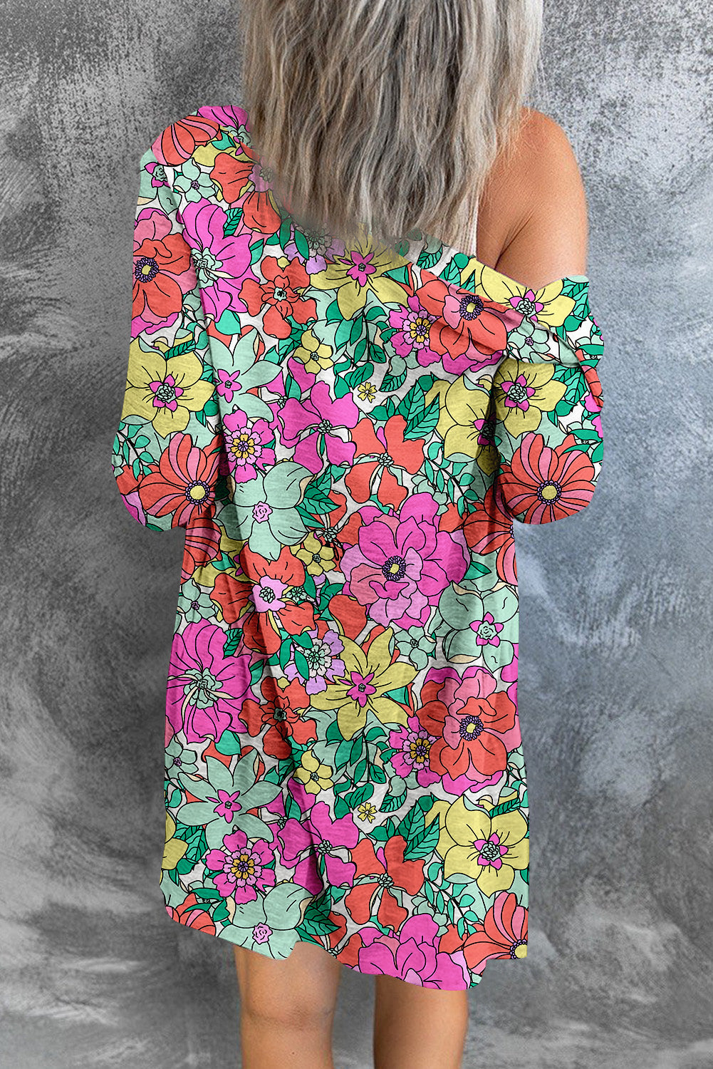 Multicolor Floral Button-Up Long Sleeve Cardigan Outerwear JT's Designer Fashion