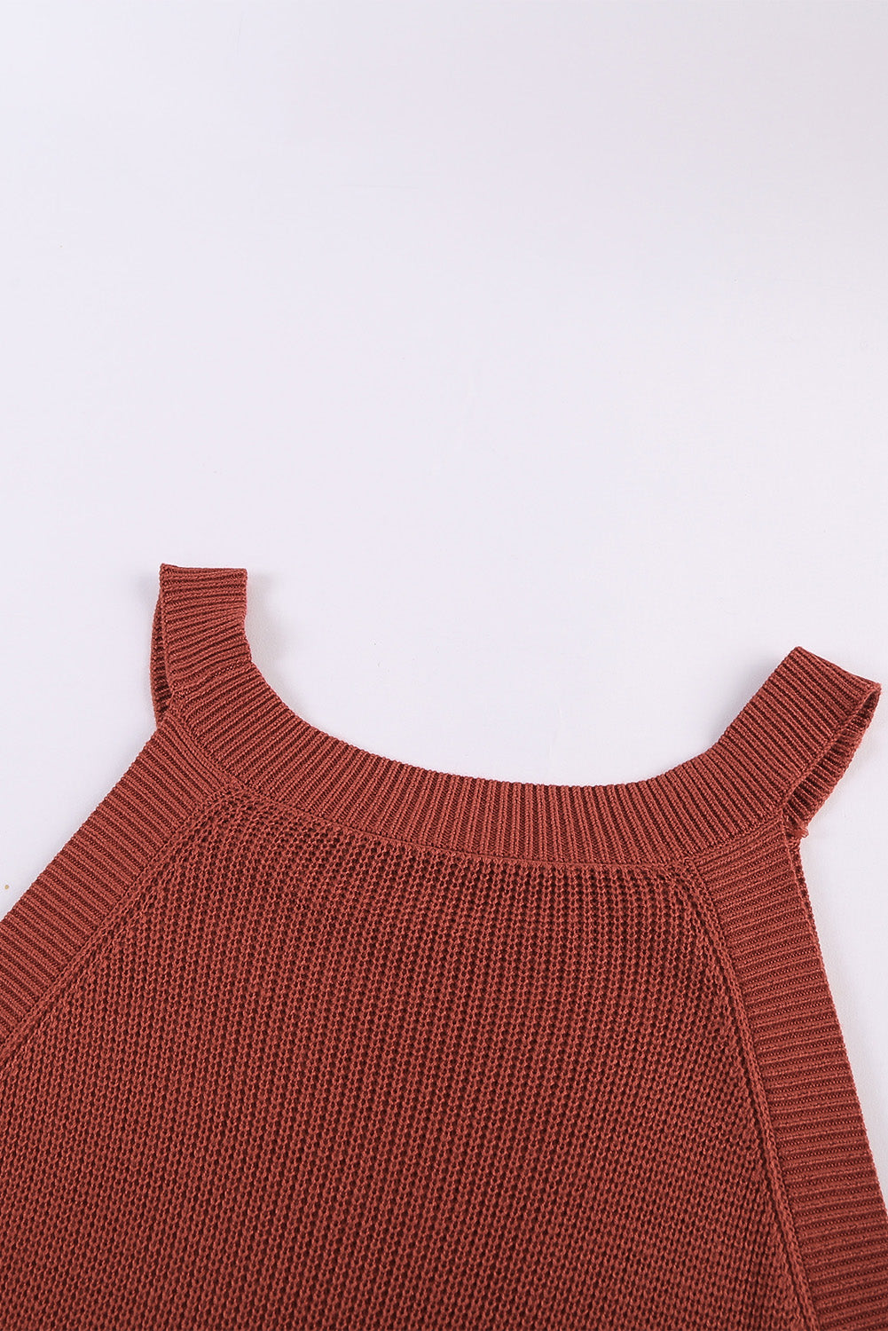 Fiery Red Solid Ribbed Knit Slim-fit Tank Tank Tops JT's Designer Fashion