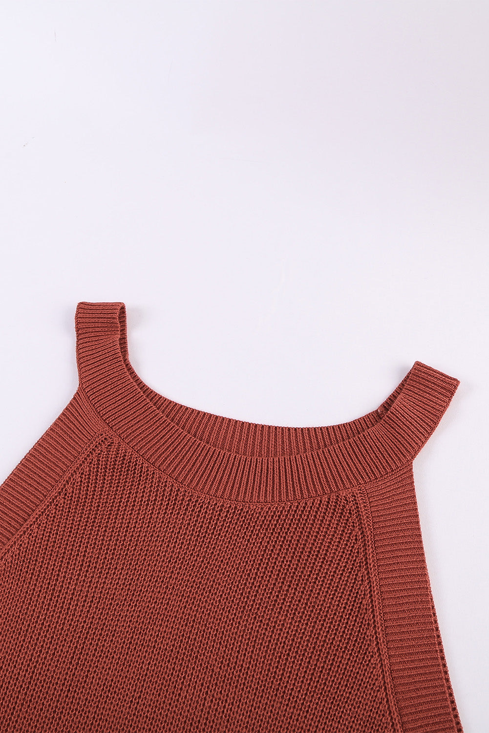 Fiery Red Solid Ribbed Knit Slim-fit Tank Tank Tops JT's Designer Fashion