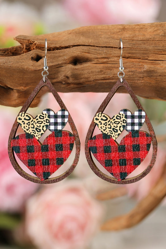 Red Heart Shape Hollowed Valentine's Day Earrings Jewelry JT's Designer Fashion