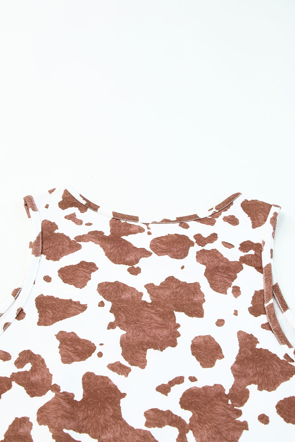 Brown Cow Print Crew Neck Tank Top Tank Tops JT's Designer Fashion