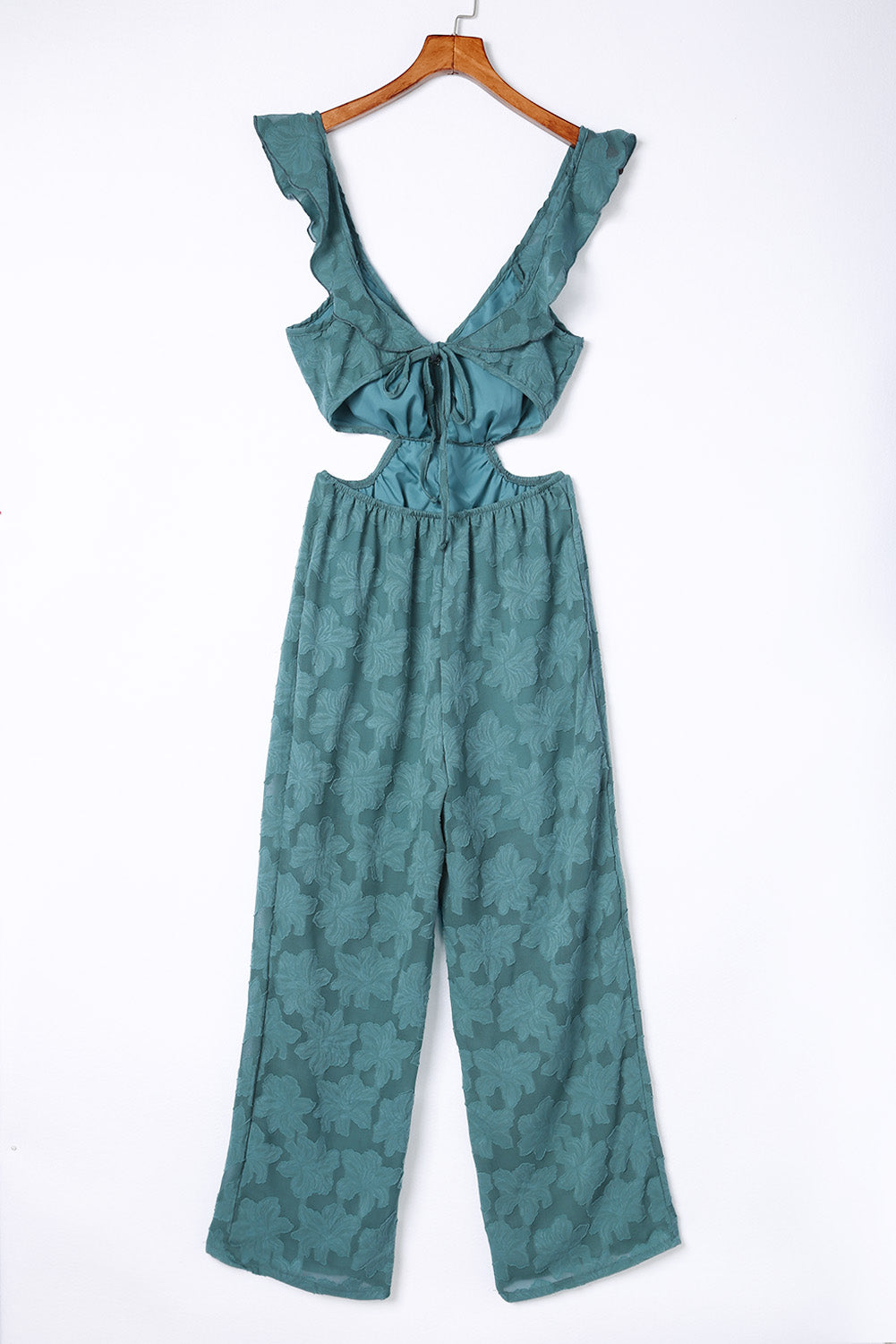 Green Floral Lace Crochet Lace-up Backless Jumpsuit Jumpsuits & Rompers JT's Designer Fashion