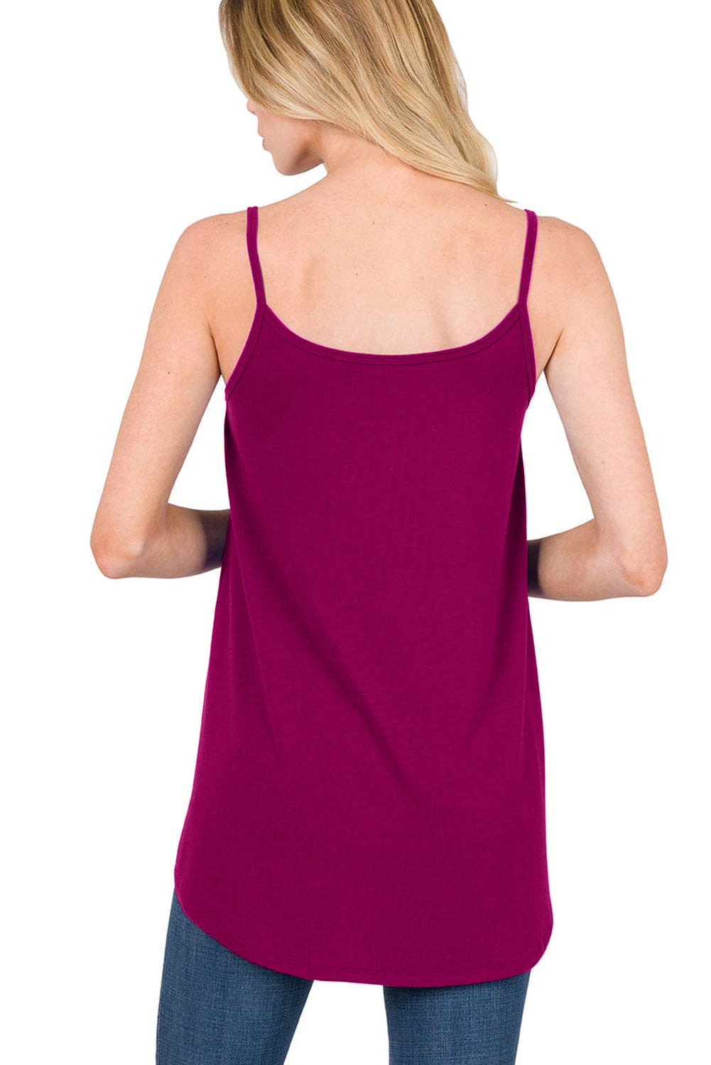 Pitaya Spaghetti Strap V-Neck Flowy Tunic Tank Top Tops & Tees JT's Designer Fashion