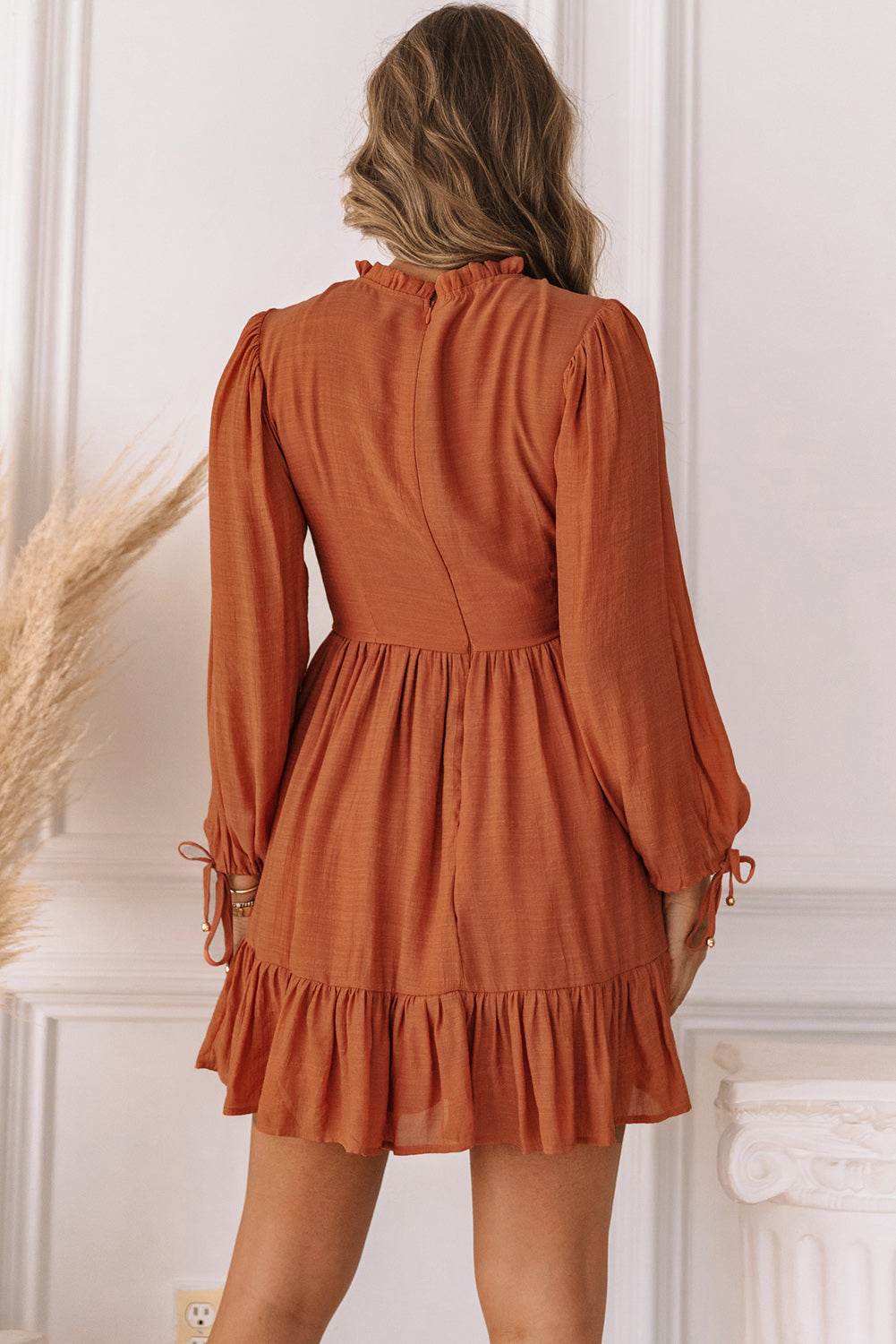 Smocked Puff Sleeve Ruffle Dress Mini Dresses JT's Designer Fashion
