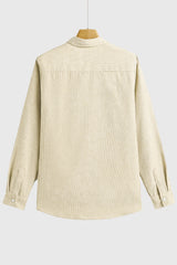 Apricot Men Corduroy Flap Pocket Button Front Shirt Men's Tops JT's Designer Fashion