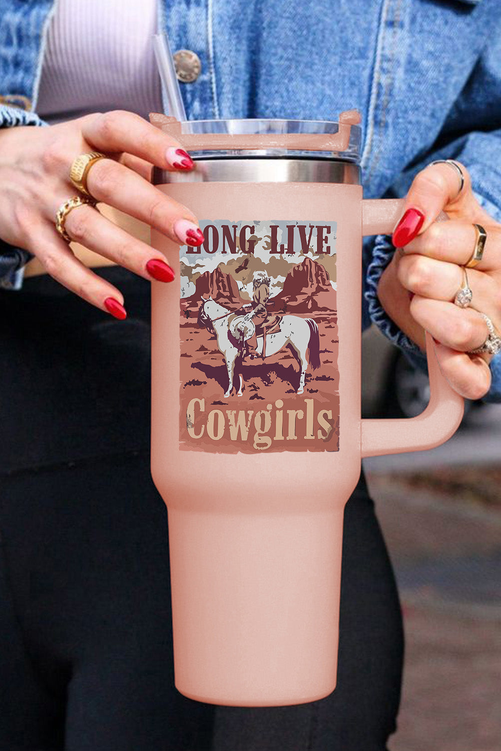 Pink Western Cowgirls Graphic 304 Stainless Double Insulated Cup 40oz Tumblers JT's Designer Fashion