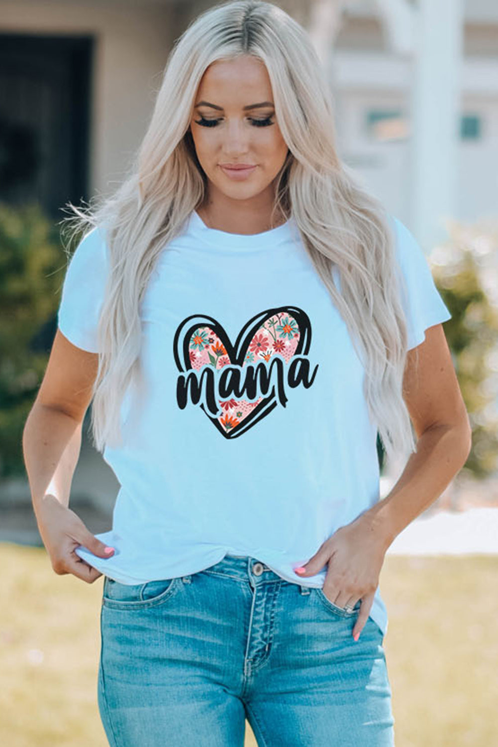 White Mama Floral Heart Family Matching T Shirt Family T-shirts JT's Designer Fashion