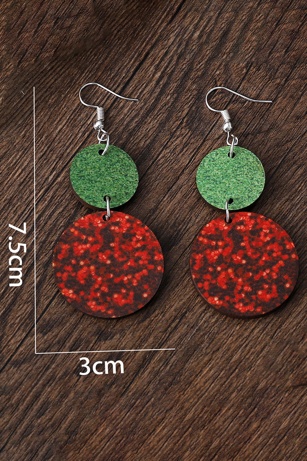 Fiery Red Christmas Color Block Wood Dangle Earrings Jewelry JT's Designer Fashion