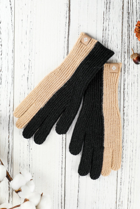 Black Color Block Knitted Touch Screen Gloves Other Accessories JT's Designer Fashion