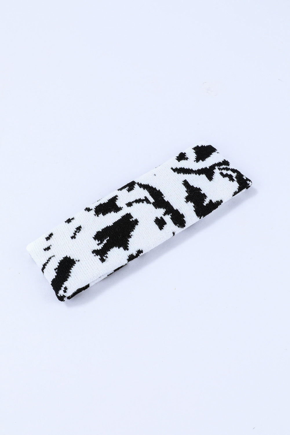 Black Cow Spots Printed Warm Knitted Sports Headband Headwear JT's Designer Fashion