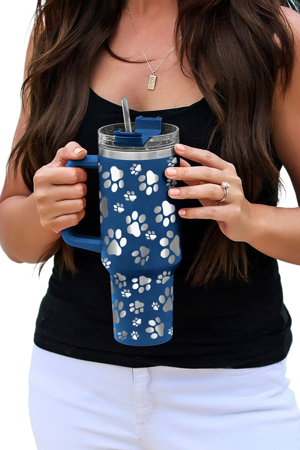 Blue 40oz Cat Paw Print 304 Stainless Steel Thermos Cup Tumblers JT's Designer Fashion