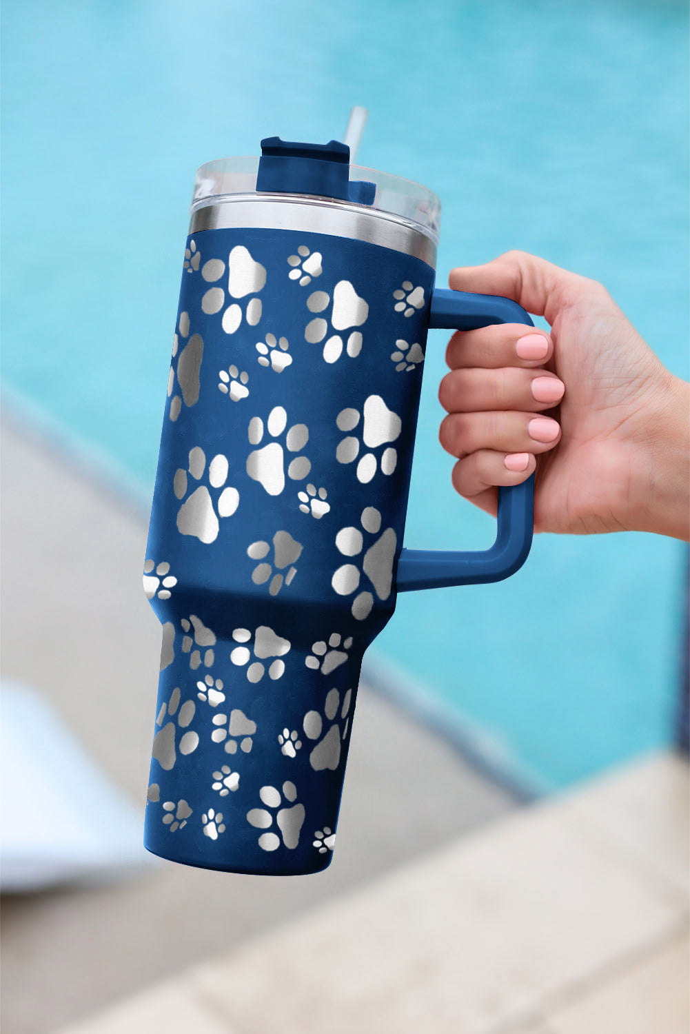 Blue 40oz Cat Paw Print 304 Stainless Steel Thermos Cup Tumblers JT's Designer Fashion