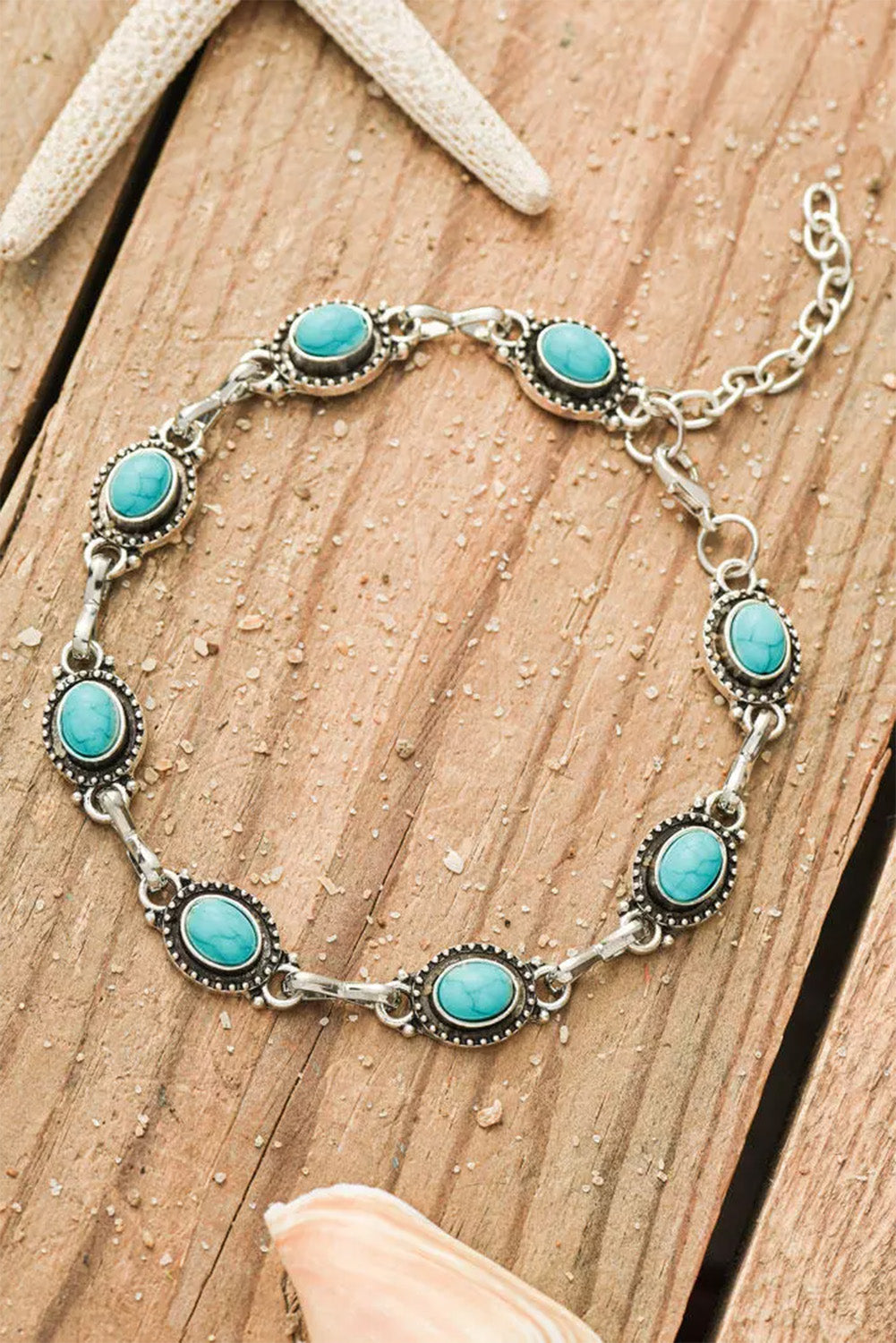 Silver Bohemian Turquoise Casual Anklet Jewelry JT's Designer Fashion