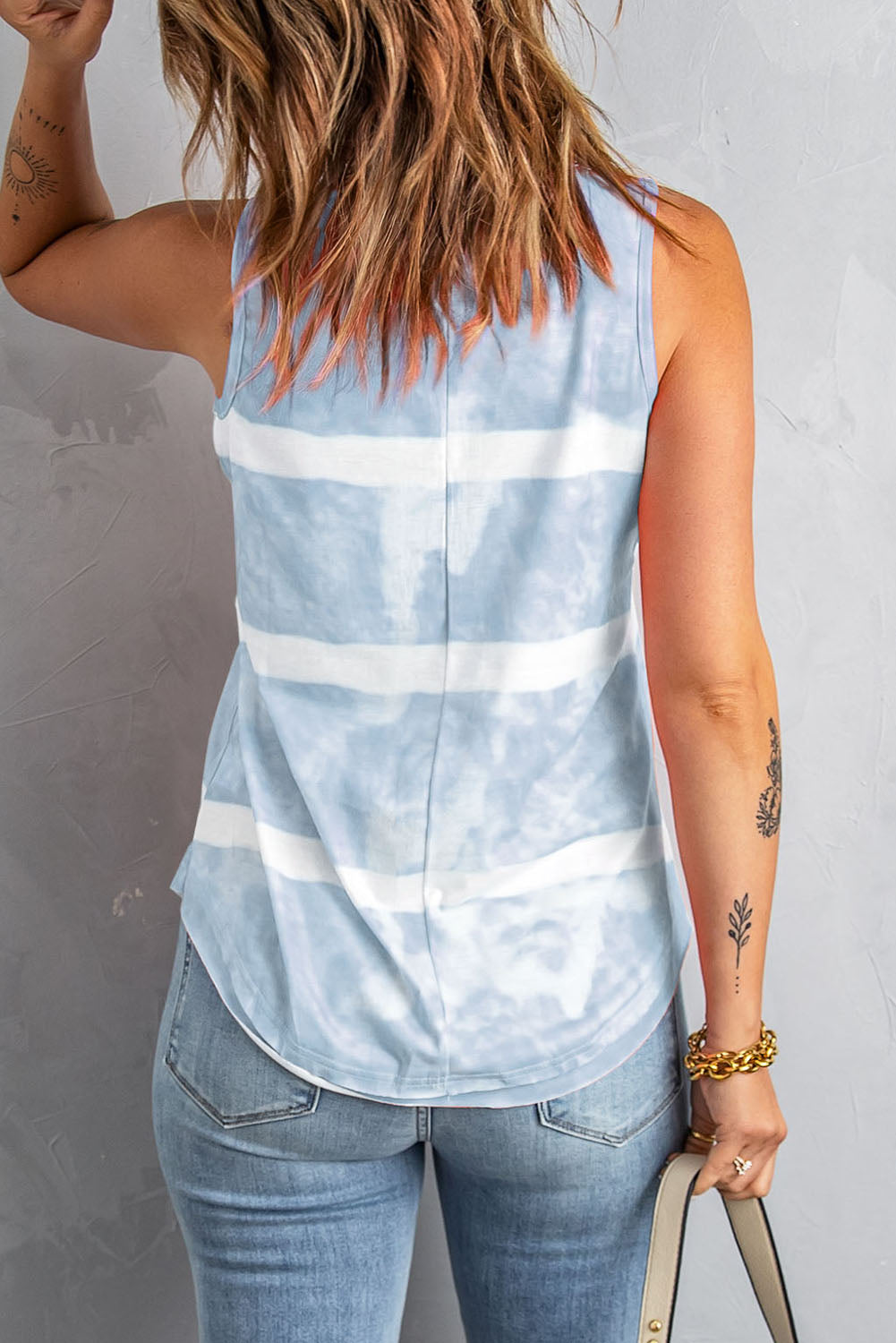 Sky Blue Tie-dye Print Tank Top Tank Tops JT's Designer Fashion