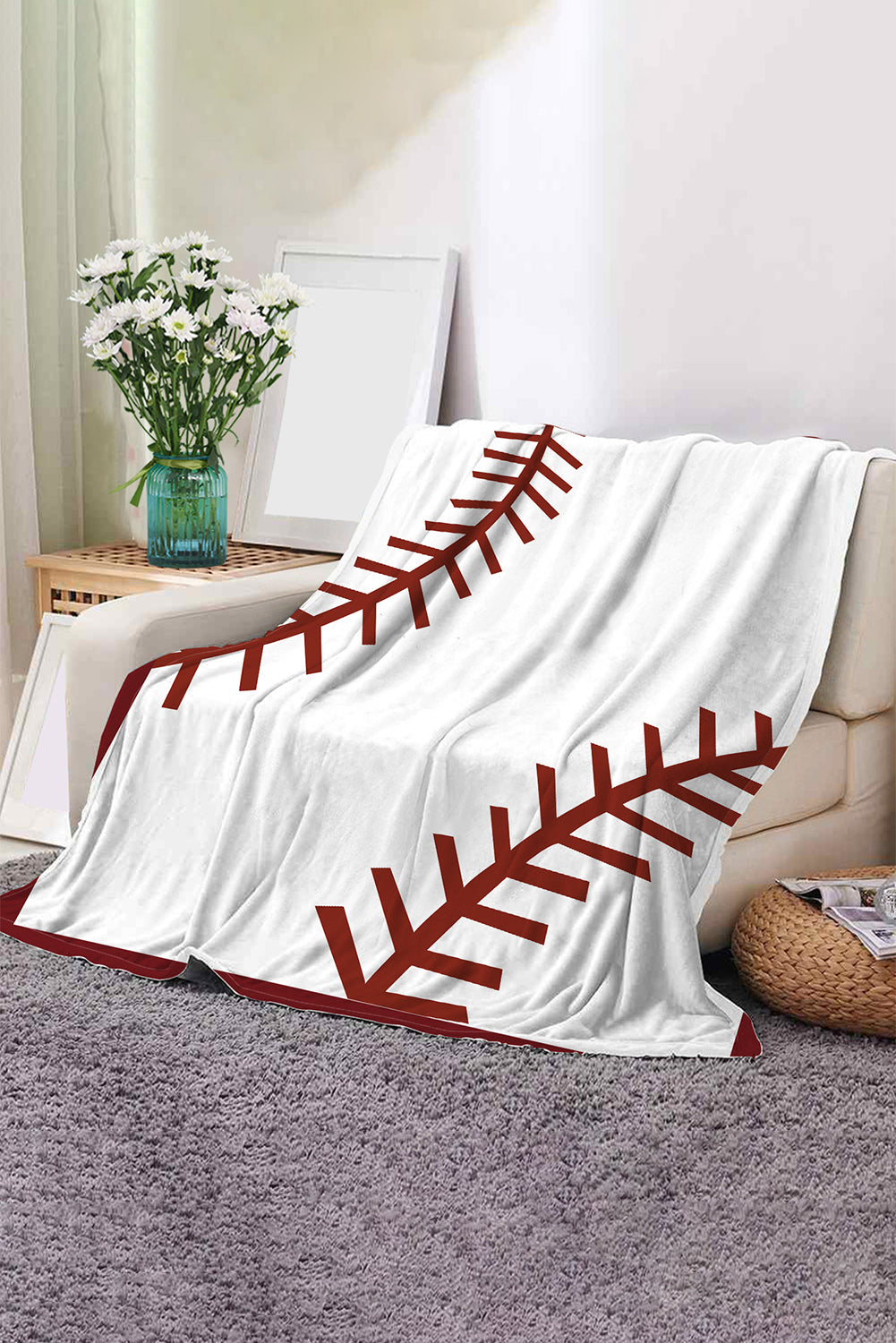 Bright White Ball Game Fashion Fleece Blanket 130*150cm Other Accessories JT's Designer Fashion