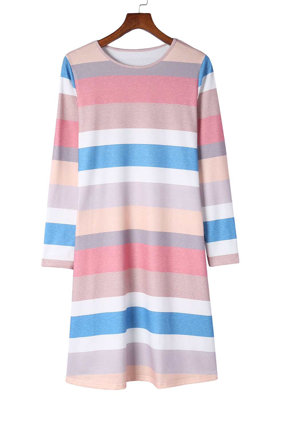 Rainbow Long Sleeve Stripes Mini Dress Mini Dresses JT's Designer Fashion