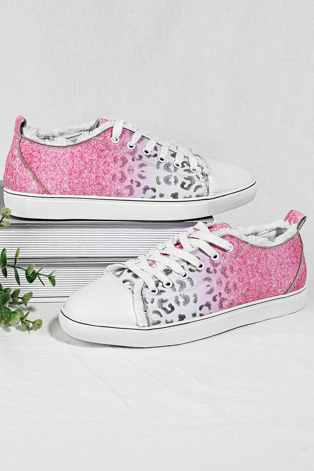 Barbie Style Pink Ombre Leopard Print Casual Canvas Shoes Women's Shoes JT's Designer Fashion