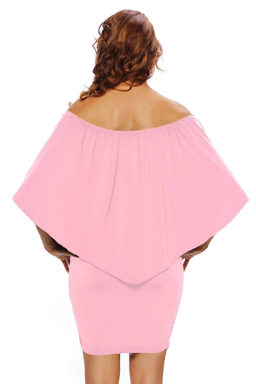 Multiple Dressing Layered Pink Mini Poncho Dress Mini Dresses JT's Designer Fashion