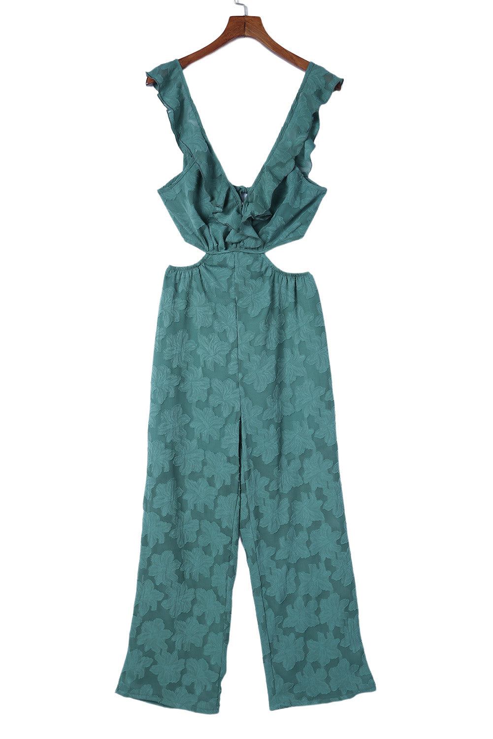 Green Floral Lace Crochet Lace-up Backless Jumpsuit Jumpsuits & Rompers JT's Designer Fashion