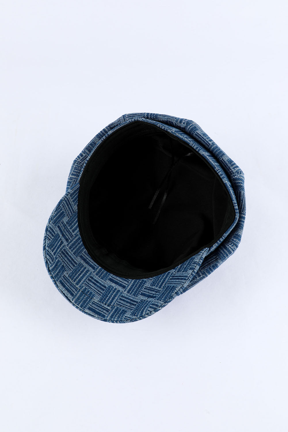 Sky Blue Vintage Checkered Denim Octagonal Hats Hats & Caps JT's Designer Fashion