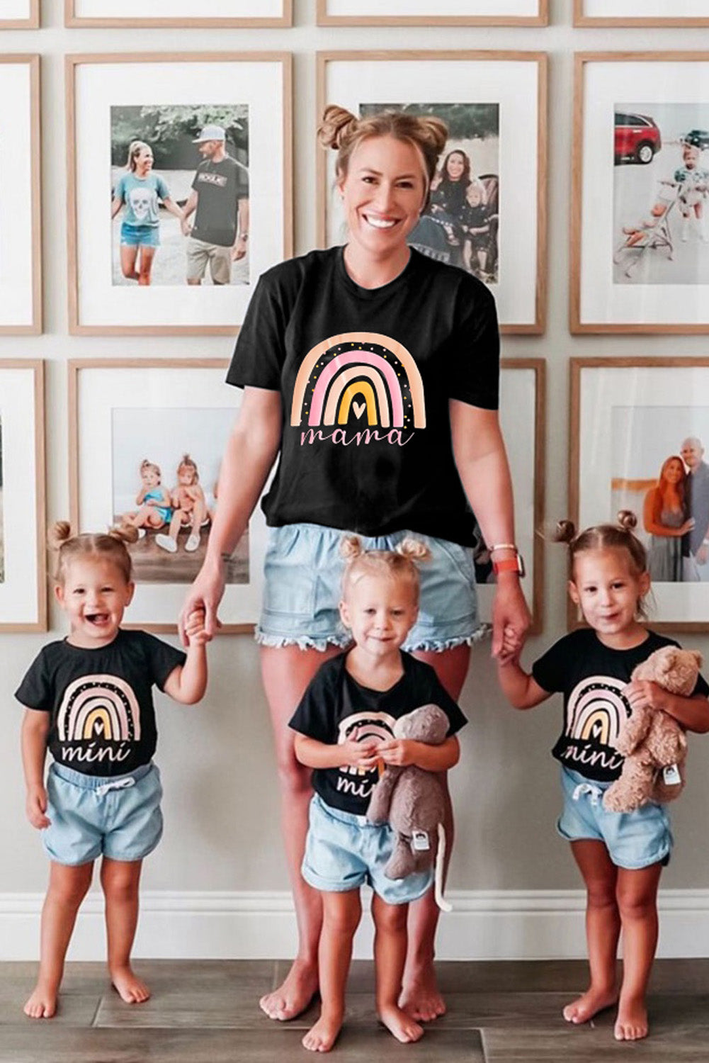 Black Rainbow mama Print Parent-child T-shirt Black Family T-shirts JT's Designer Fashion